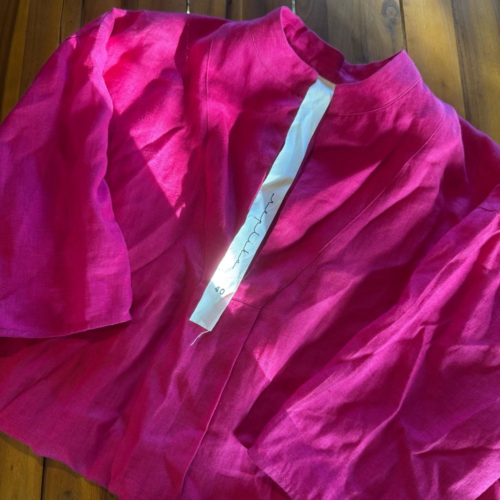Replika NY WOMEN'S 100% Linen Raw Hem Tunic size 40 or Large NWOT pink